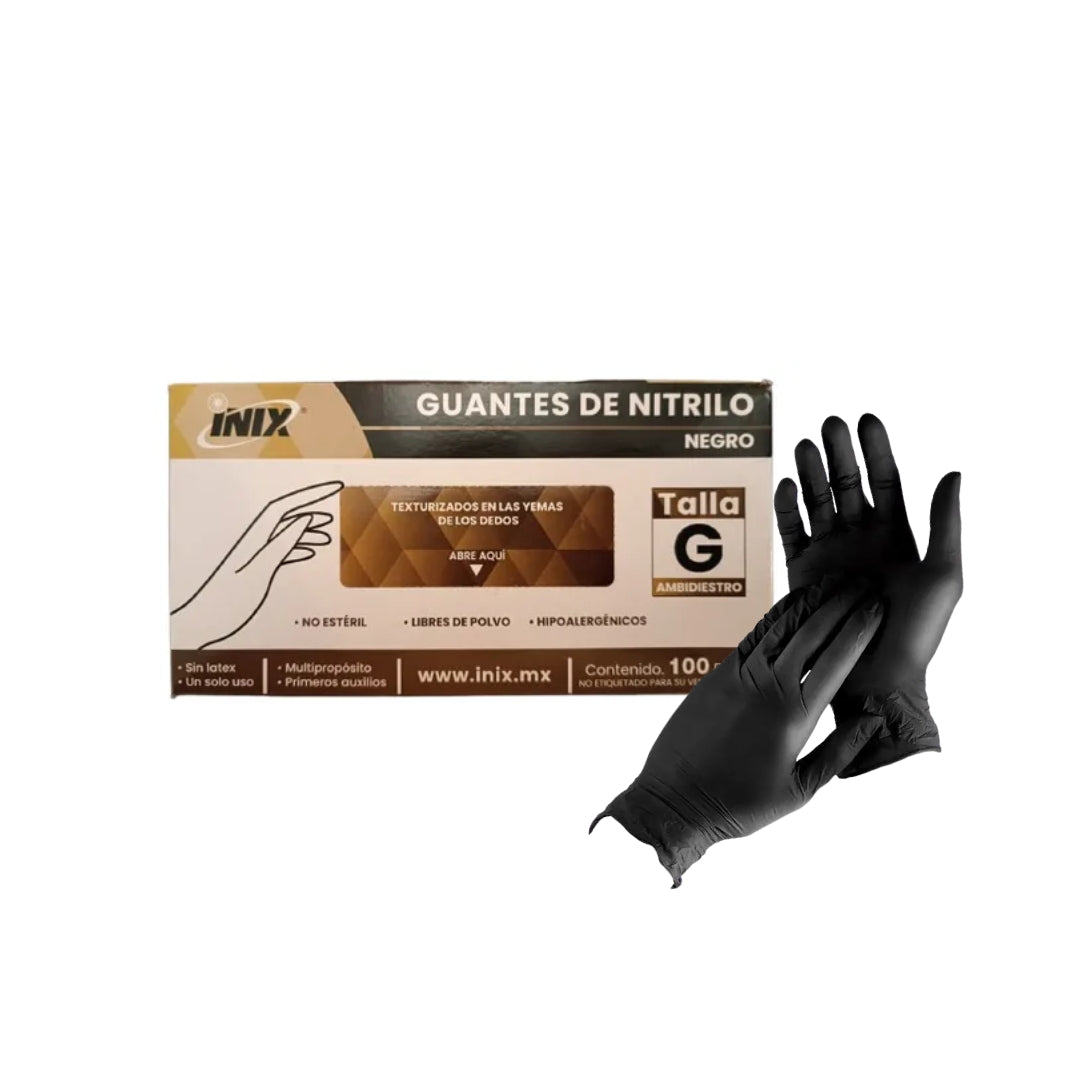 Guante Inix Negros De NItrilo Gd 100 pz (1)