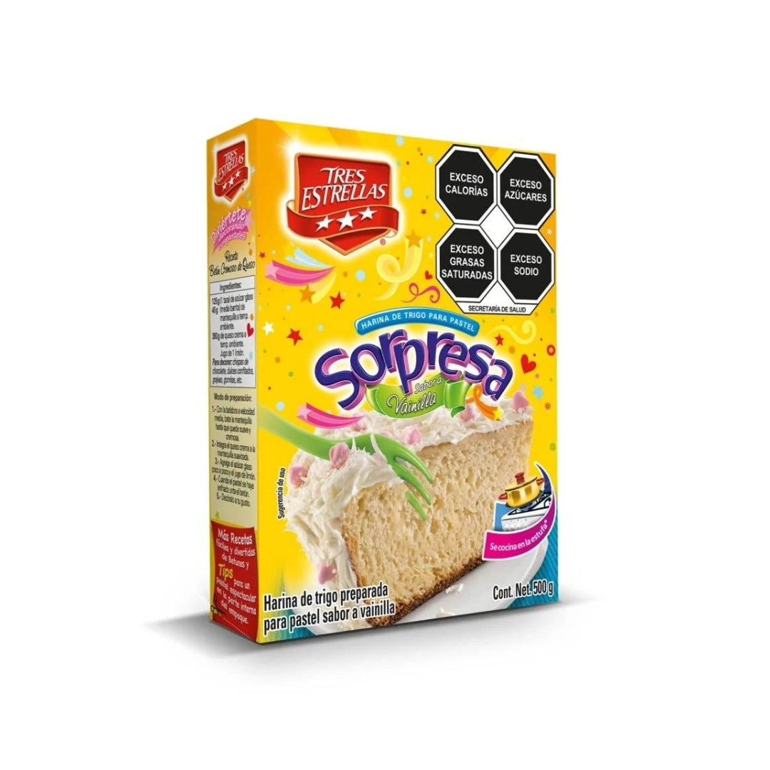 Harina Para Pastel Tres Estrellas Sorpresa Vainilla 500 Gr (12)
