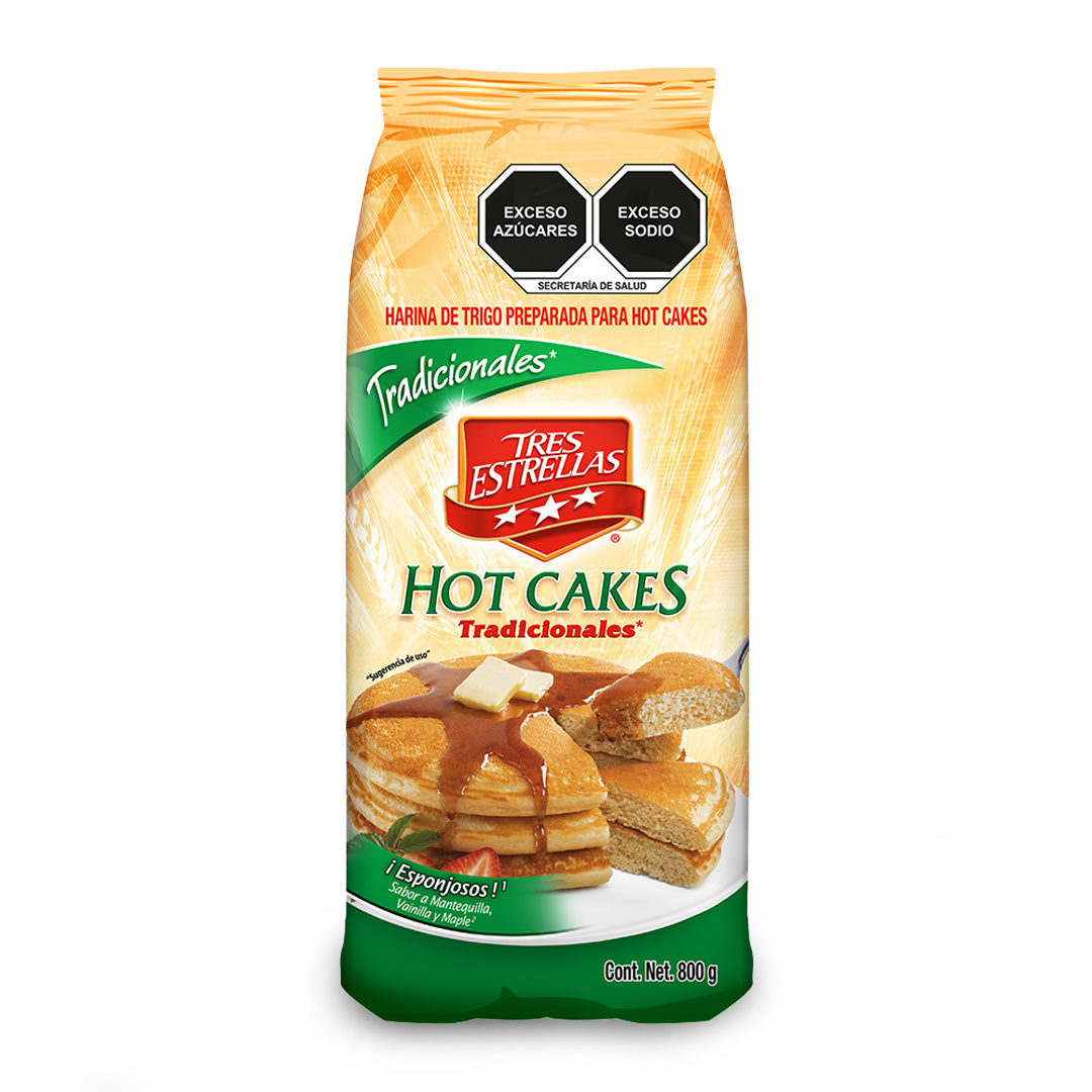 Harina Para Hot Cakes Tres Estrellas Tradicional 800 Gr