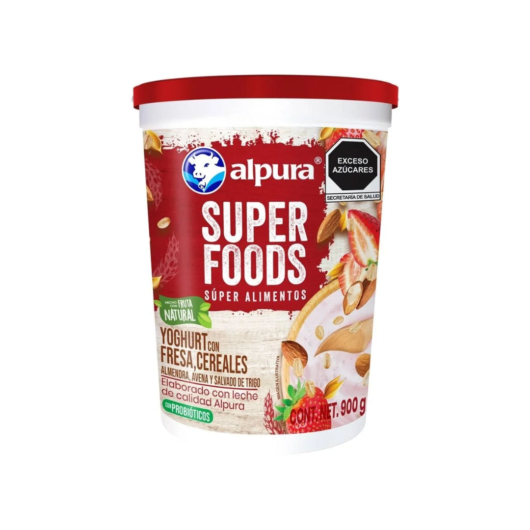 Yogurt Alpura Super Foods Fresa-Cereal 1 Lt