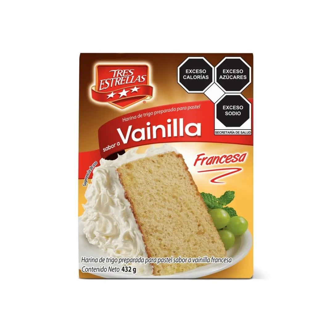 Harina Para Pastel Tres Estrelllas Francesa Vainilla 432 Gr