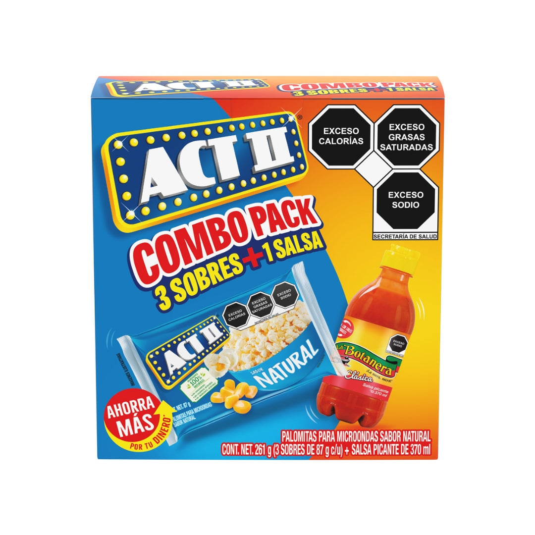 Palomitas Act Ii Natural 261 Gr + Salsa Botanera 370 Ml