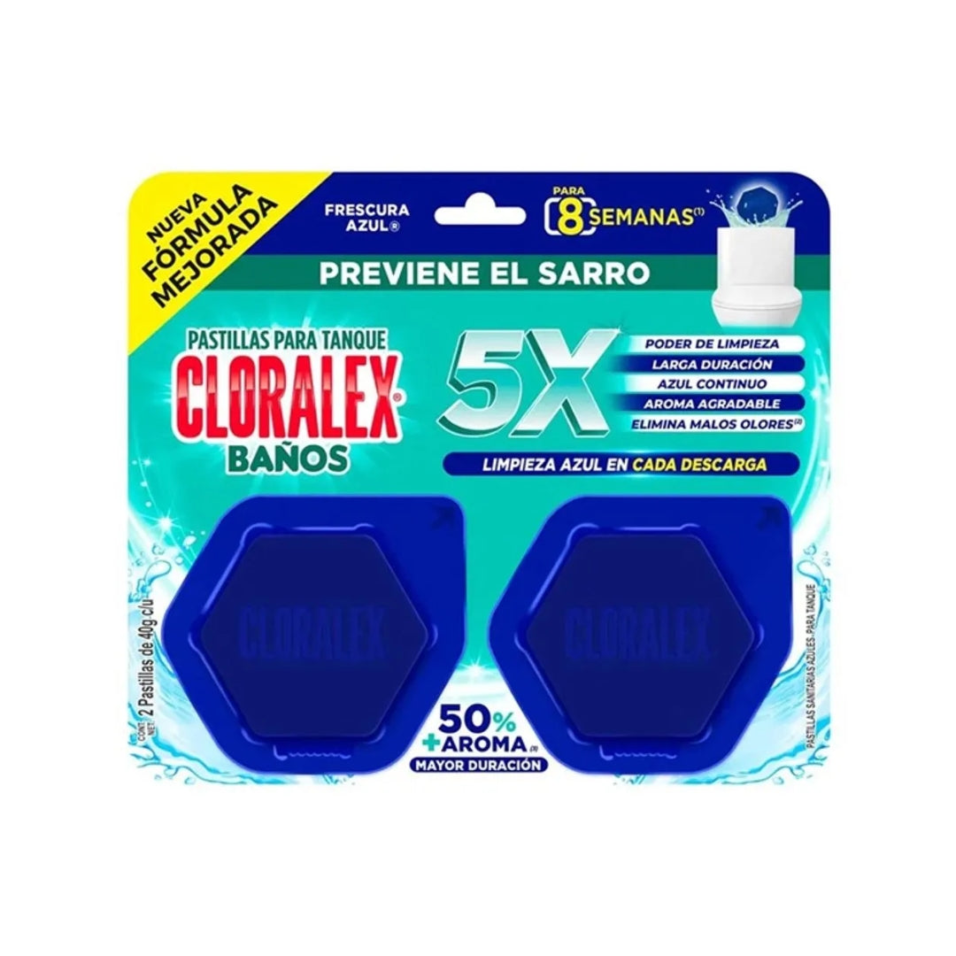 Pastilla Para Baño Cloralex Frescura Azul 5X 2 Pz