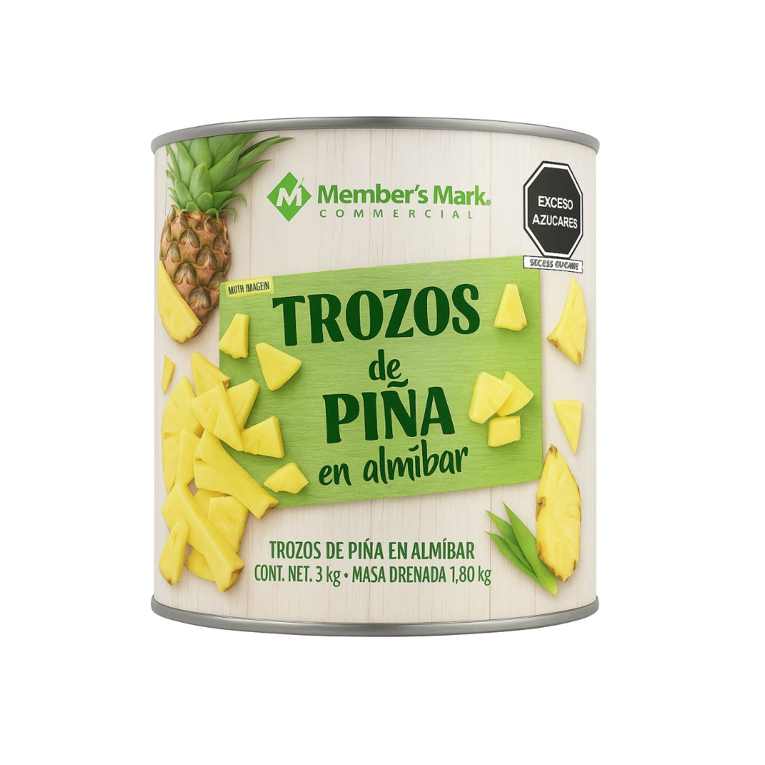 Fruta En Almibar Members Piña En Trozos 3.06 Kg (6)
