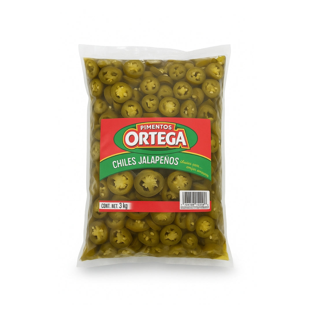 Chiles En Bolsa Ortega Jalapeños En Rodajas 3 kg (1)