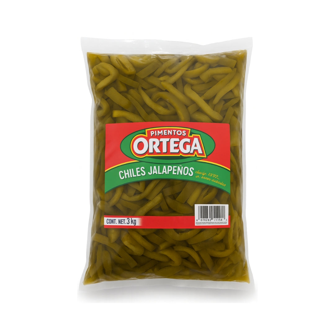 Chiles En Bolsa Ortega Jalapeños En Rajas 3 kg (1)