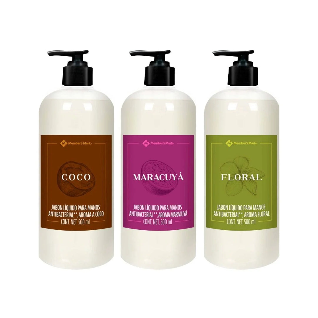 Jabon Para Manos Liquido Members Coco/Maracuya/Floral 500 Ml (3)