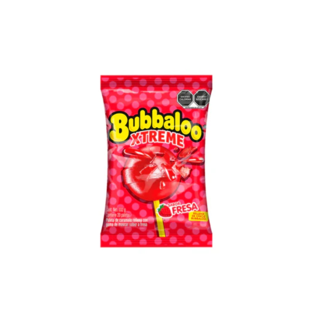 Dulces Adams Paleta Bubbaloo Xtrem Fresa Pz (20)