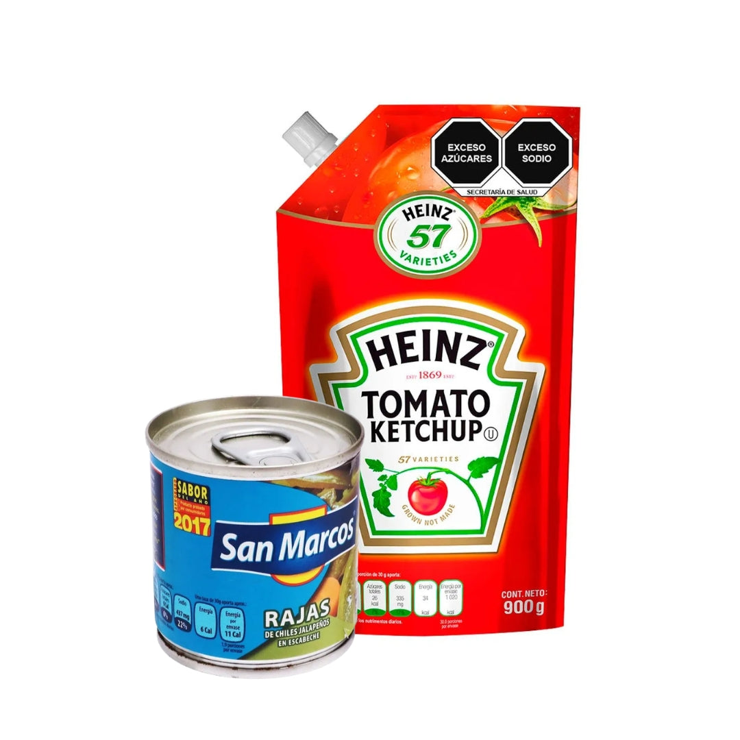 Ketchup Heinz 900 Gr + Chiles San Marcos 105 Gr (1)