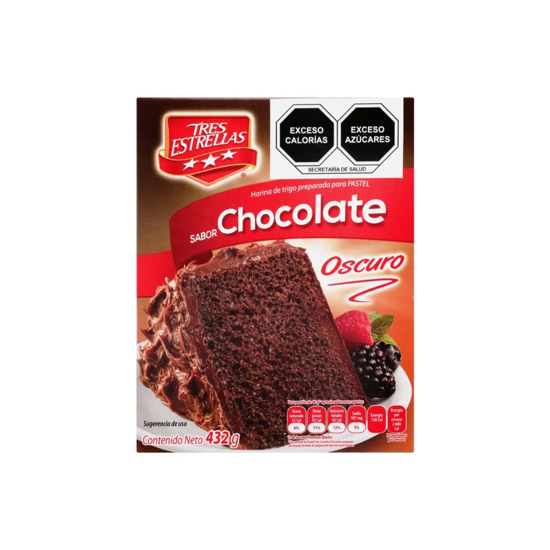 Harina Para Pastel Tres Estrellas Chocolate Oscuro 432 Gr (12)