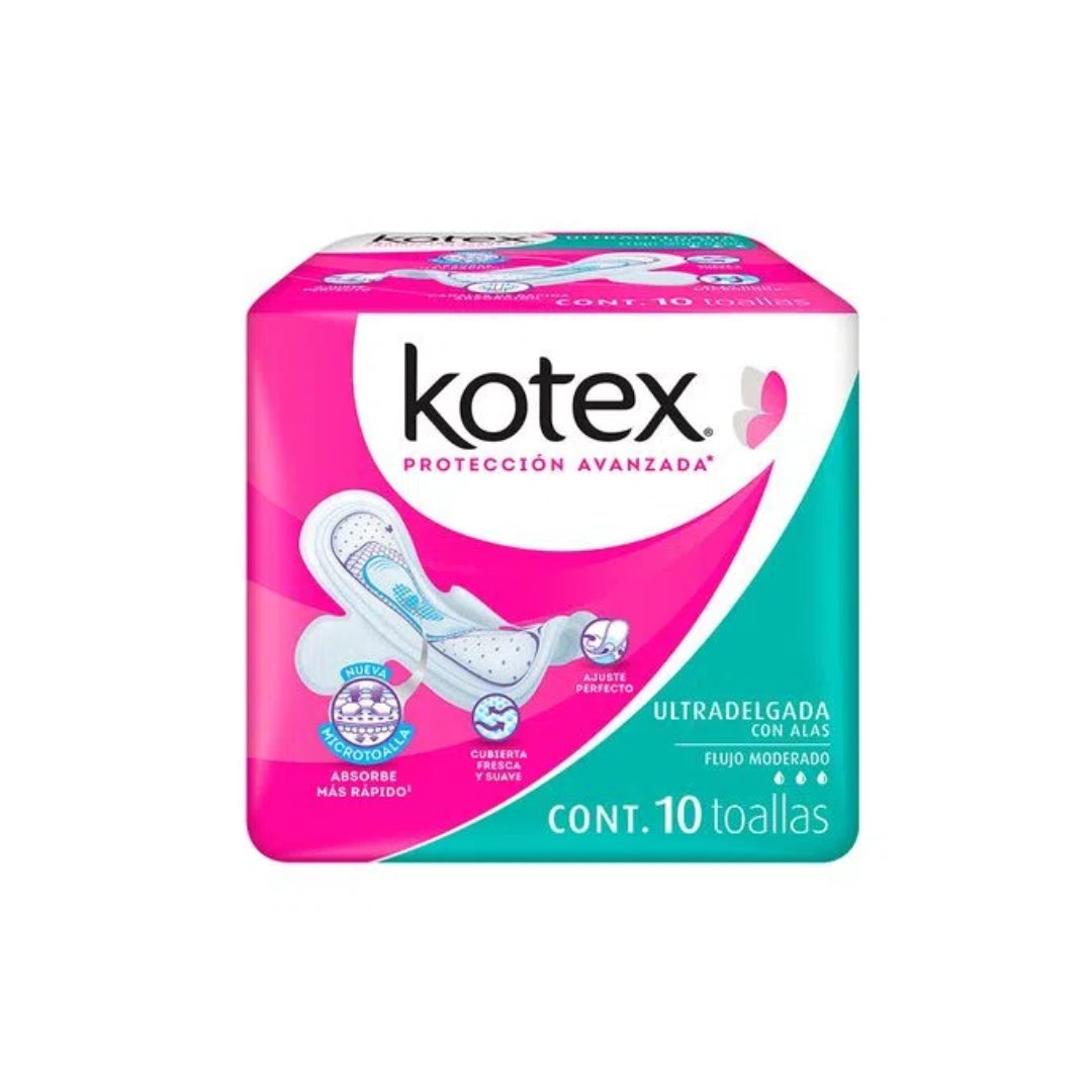 Toalla Femenina Kotex Ultra Delgada Con Alas 10 Pz (12)