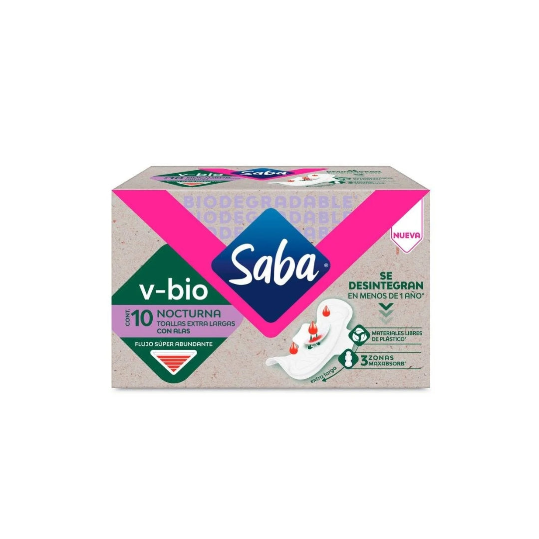 Toalla Femenina Saba V-bio Nocturna Con Alas 10 Pz (12)