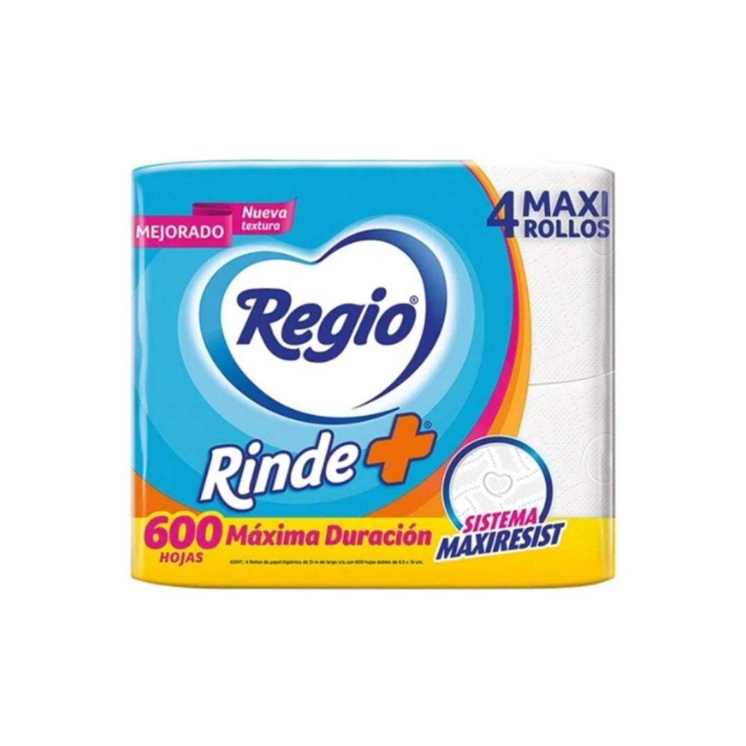 Papel Higienico Regio Rinde + 600 Hjs 4 Pz (8)