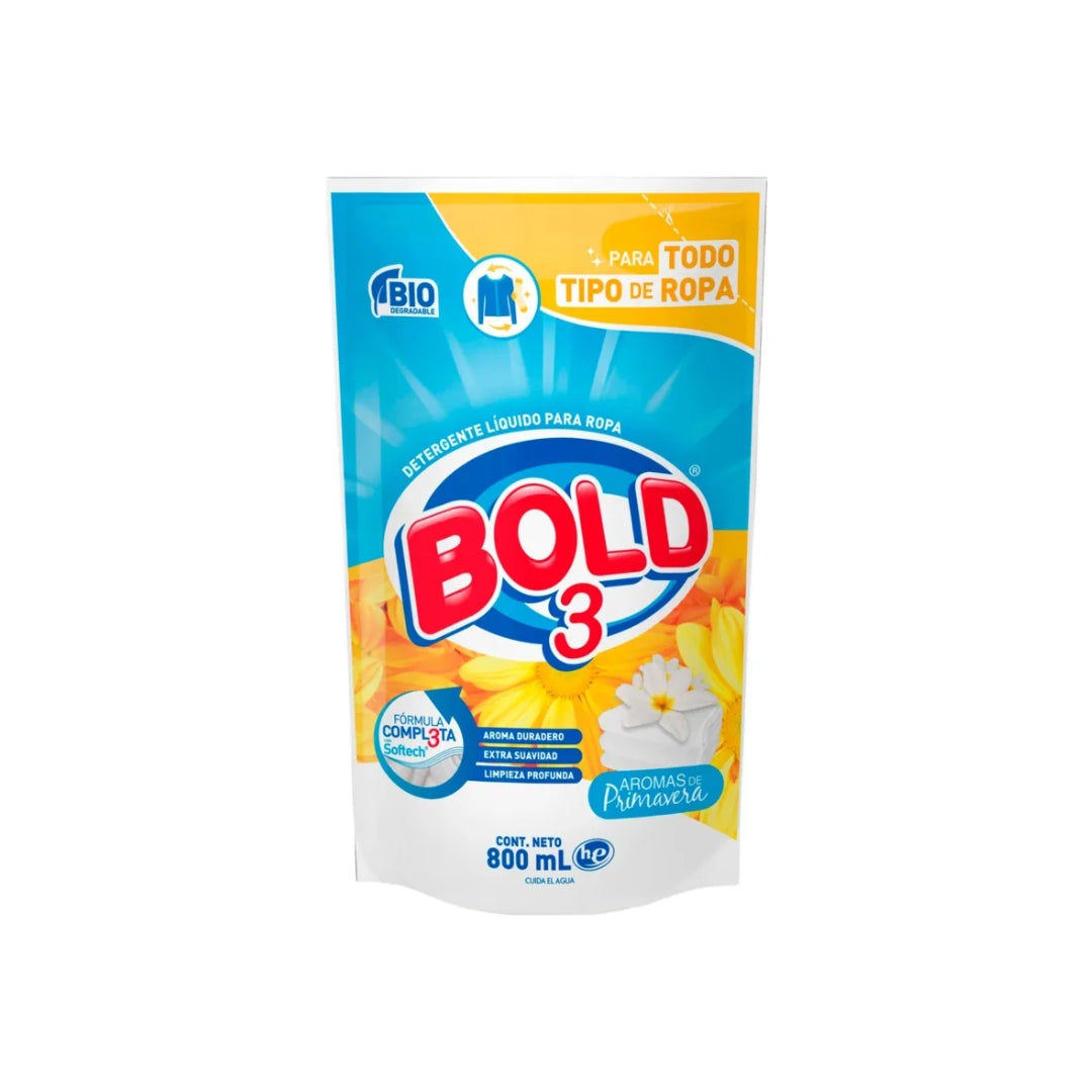 Detergente Ropa Liquido Bold 3 Primavera 800 Ml (18)