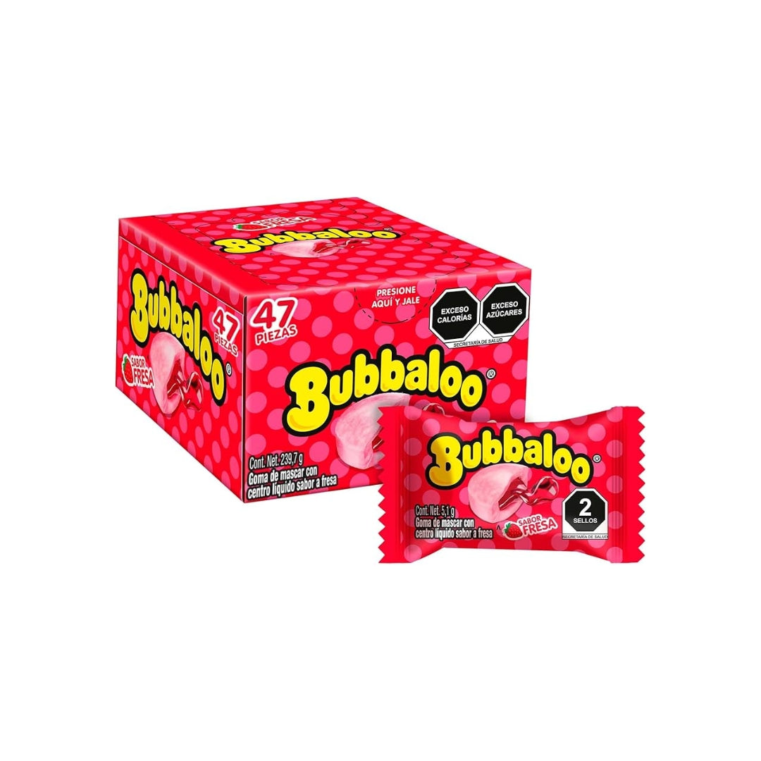 Dulces Bubbaloo Chicle Fresa 239.7 Gr 47 Pz (1)
