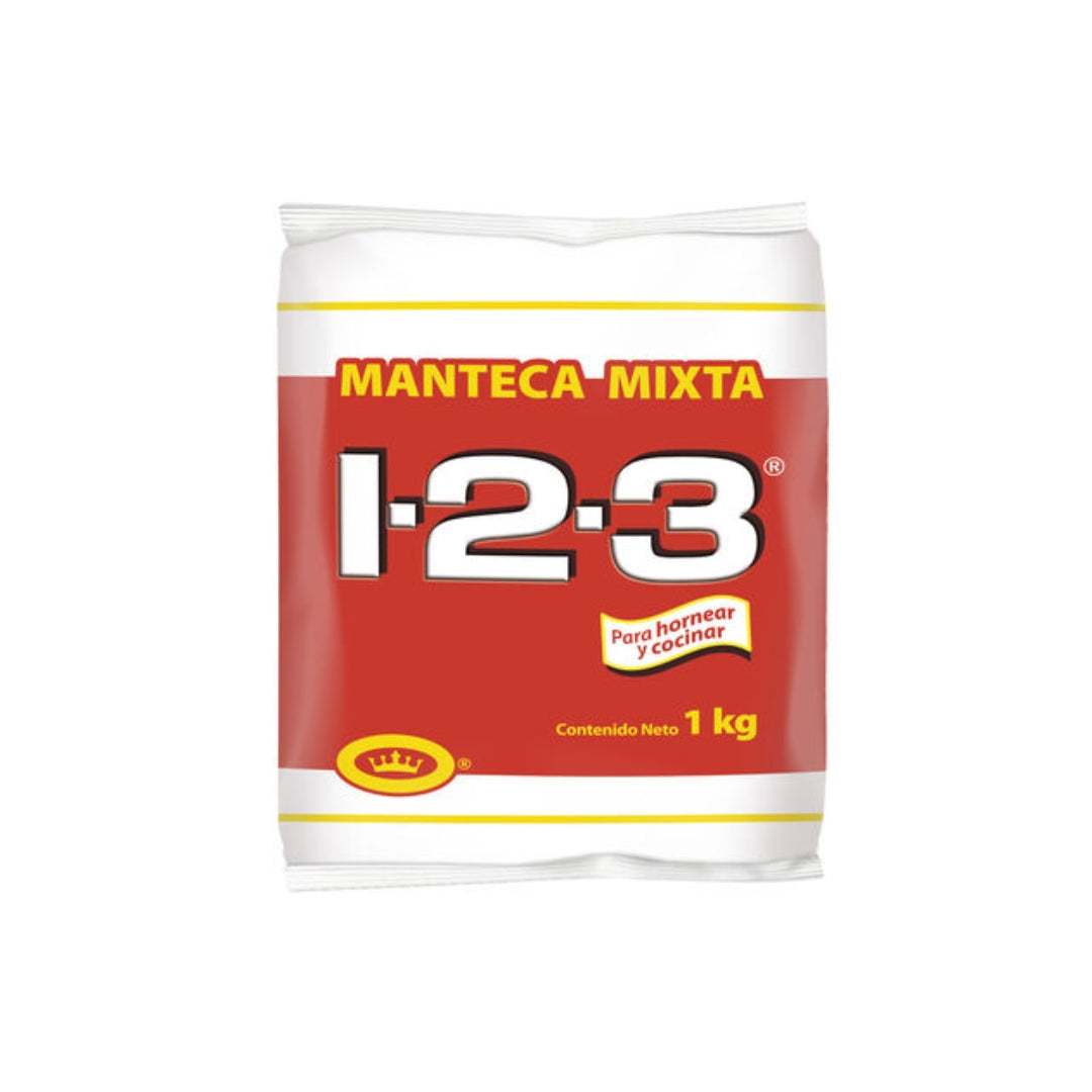 Manteca Vegetal 1-2-3 Mixta Roja 1 Kg (12)