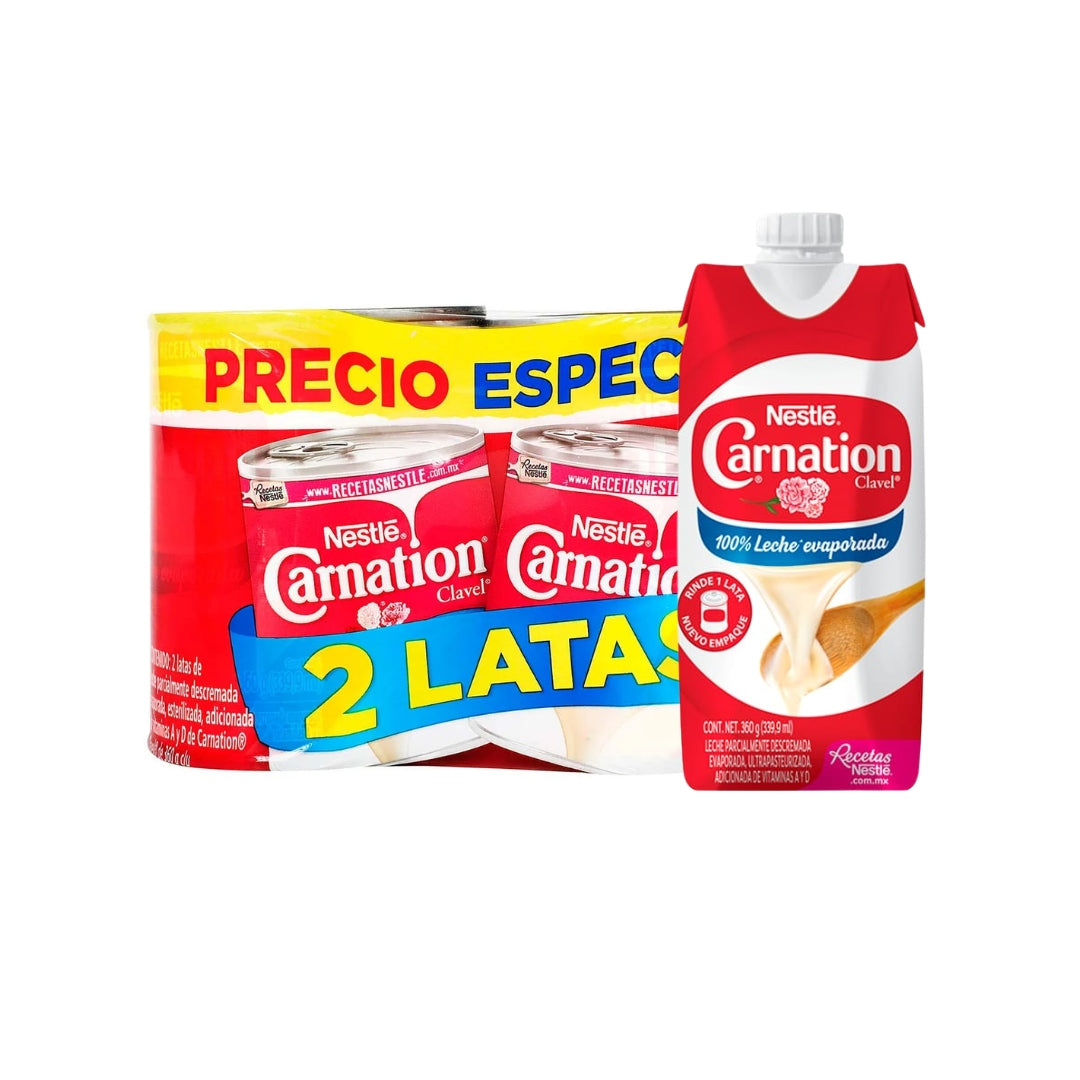Leche Evaporada Carnation 360 Ml 2 Pz + Carnation Brick 360 Ml (6)
