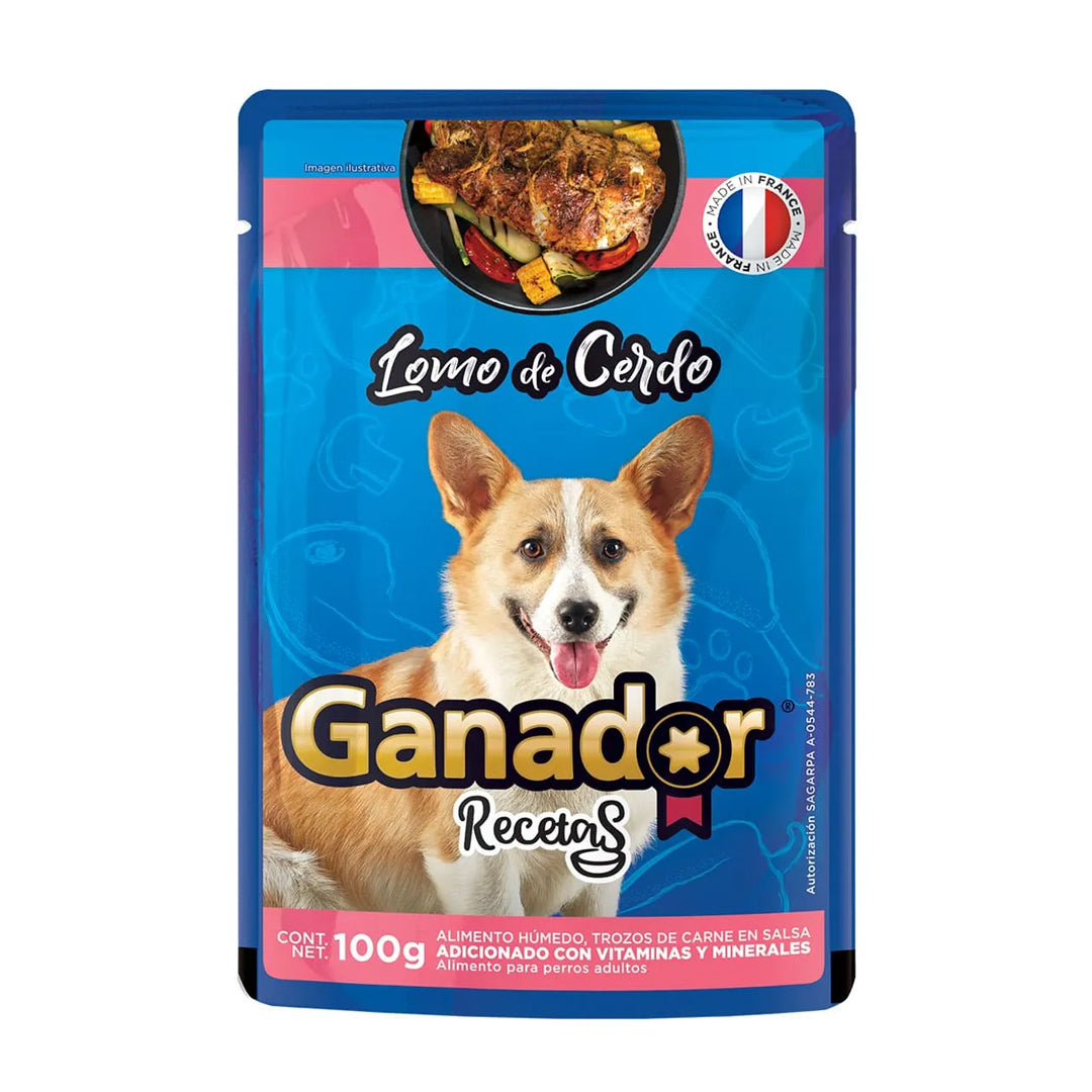 Alimento Perro Sobre Ganador Lomo Y Cerdo 100Gr