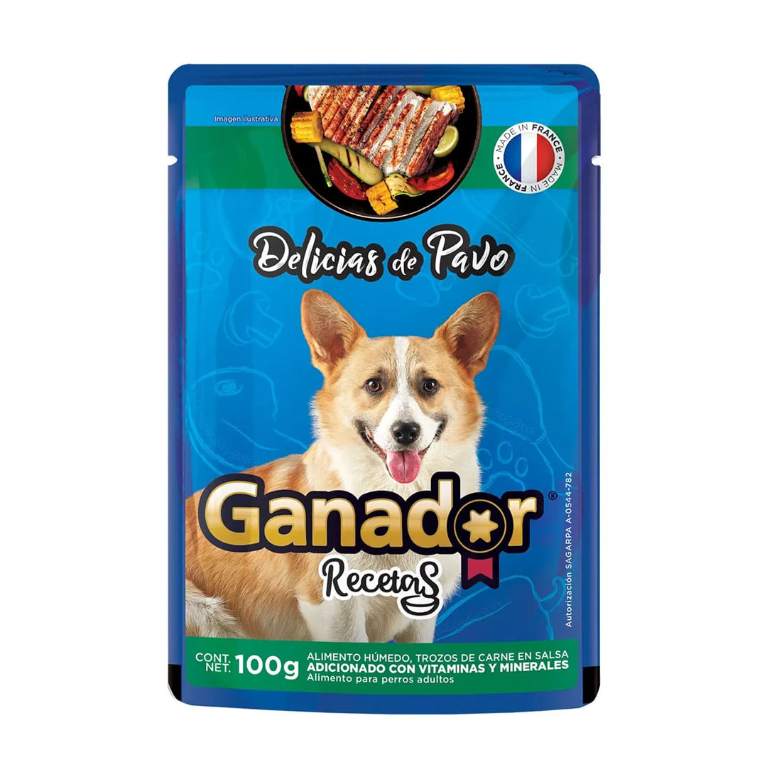 Alimento Perro Sobre Ganador Delicias Pavo 100Gr