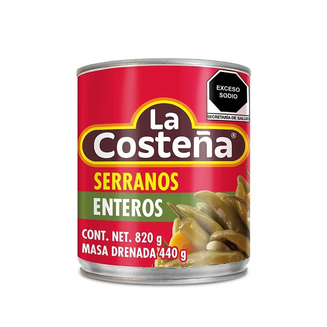 Chiles En Lata Costeña Serranos 820Gr