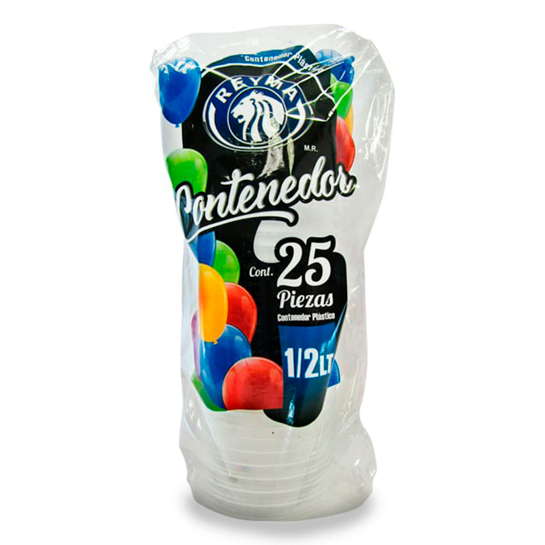 Contenedores Reyma Plastico 1/2Lt 25Pzs