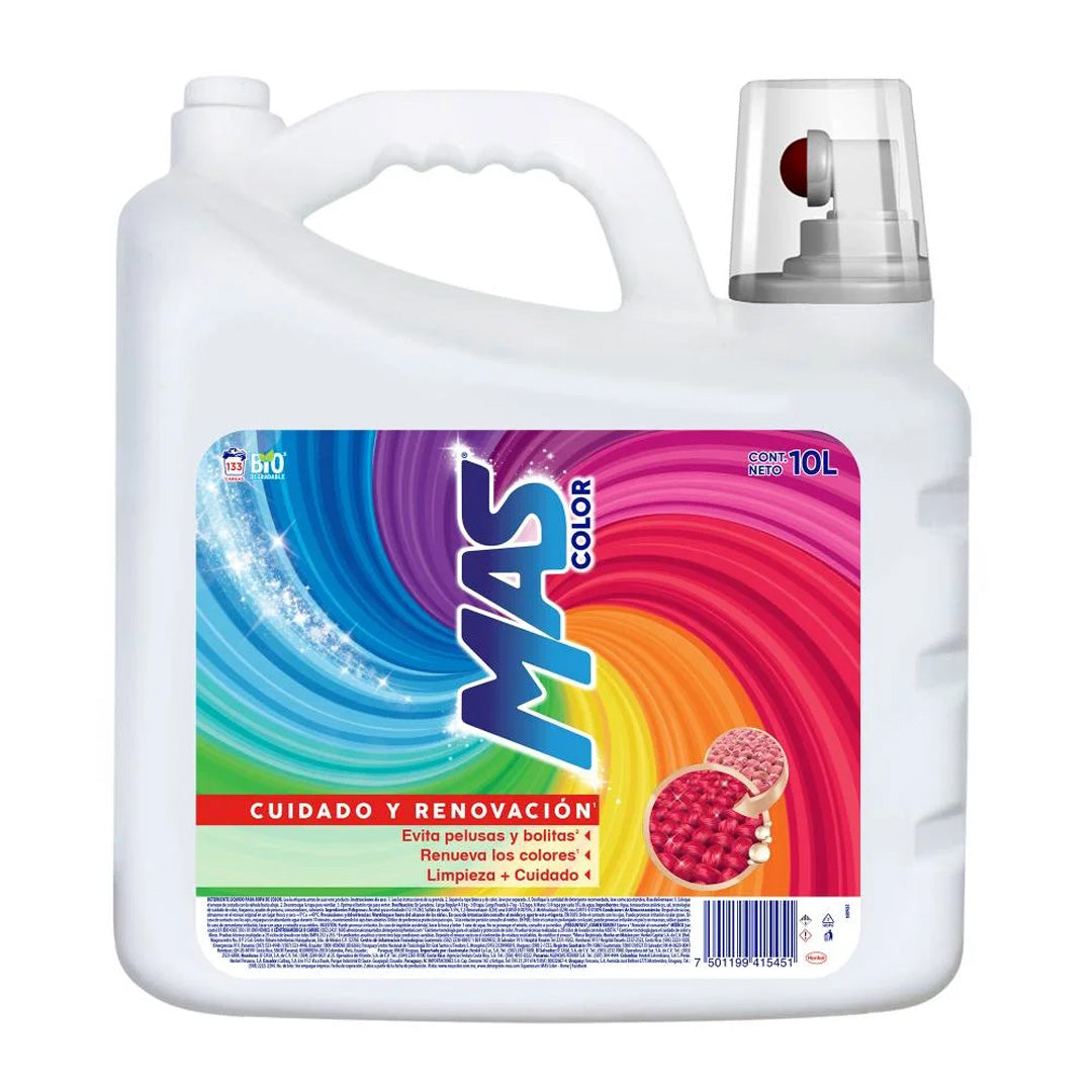 Detergente Ropa Liquido Mas Color Colores Intensos 10 Lt Pz