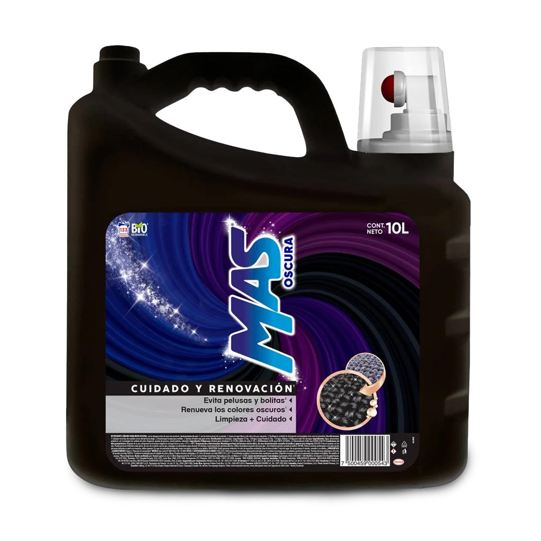 Detergente Ropa Liquido Mas Color Oscuros Intensos 10 Lt