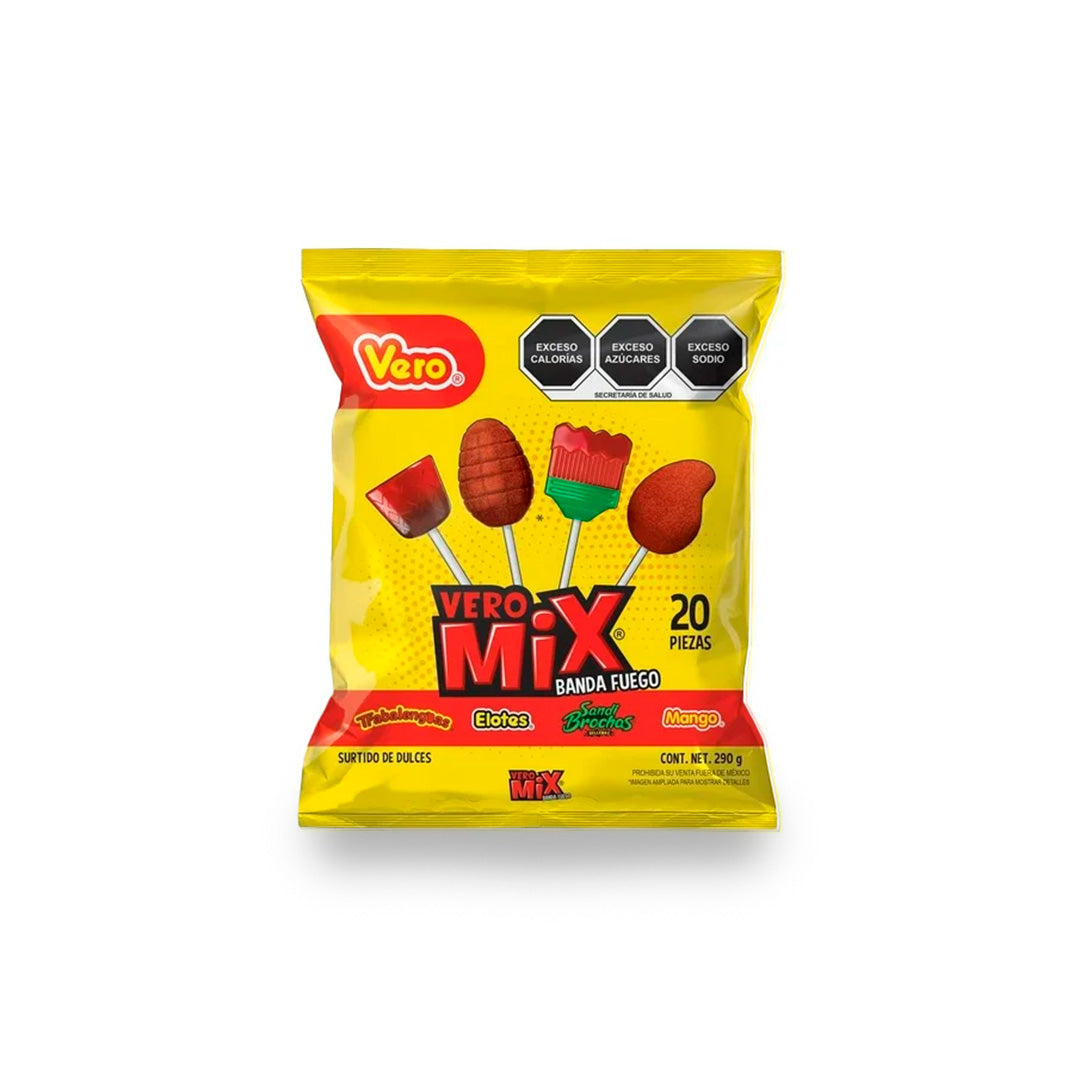 Dulces Vero Paleta Mix Banda Fuego 20 Pz
