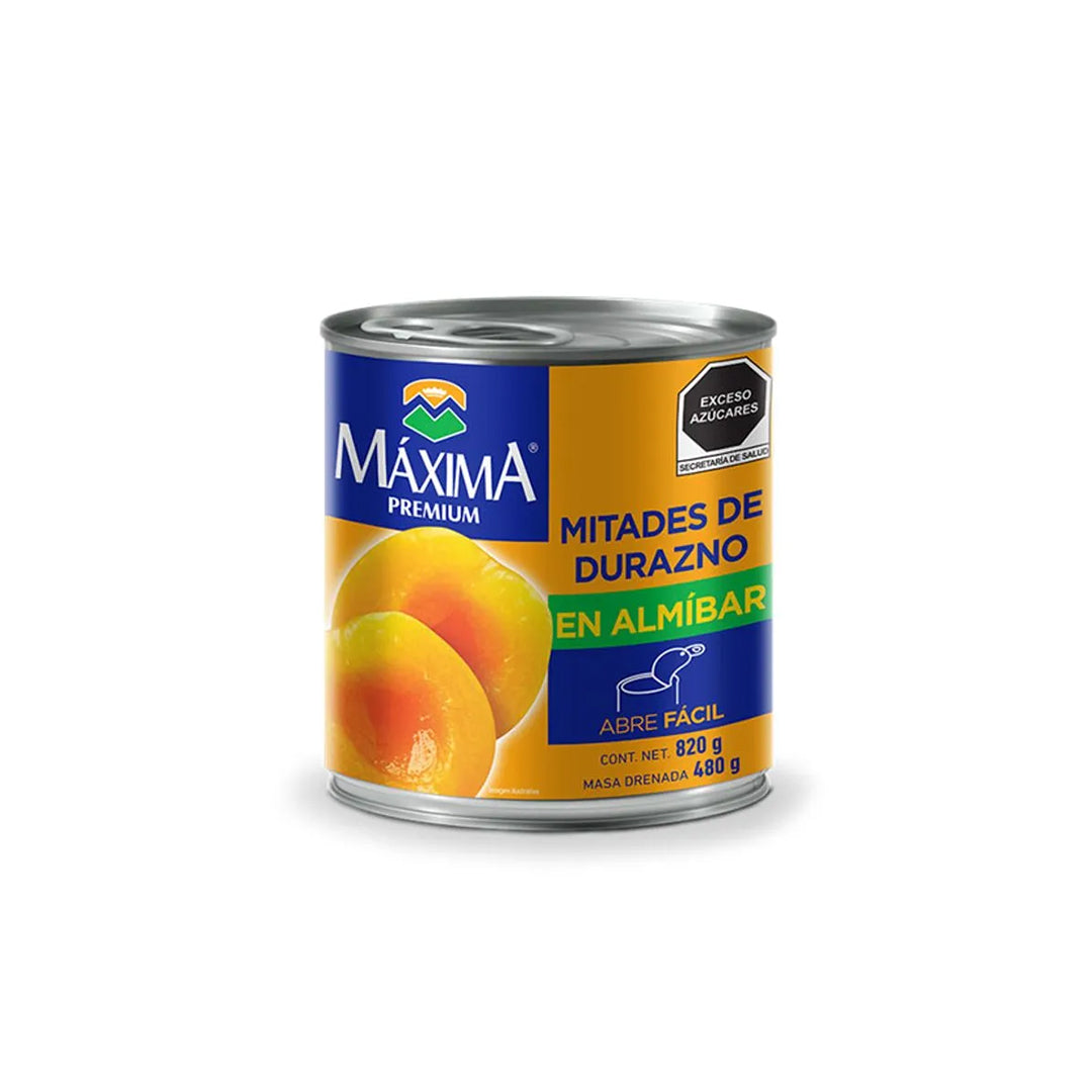 Fruta En Almibar Maxima Duraznos Mitad 820 Gr.