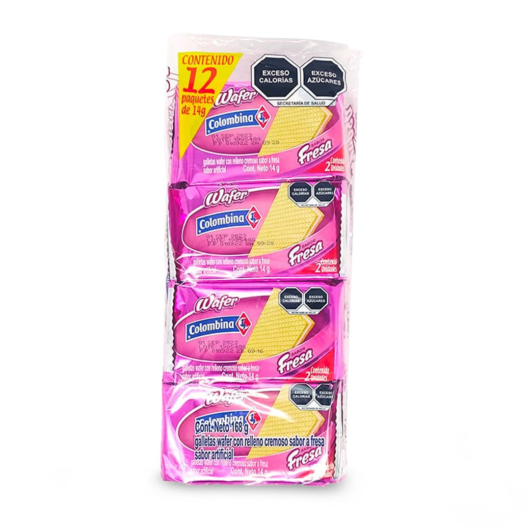 Galletas Wafer Colombiana Fresa 12 Pz