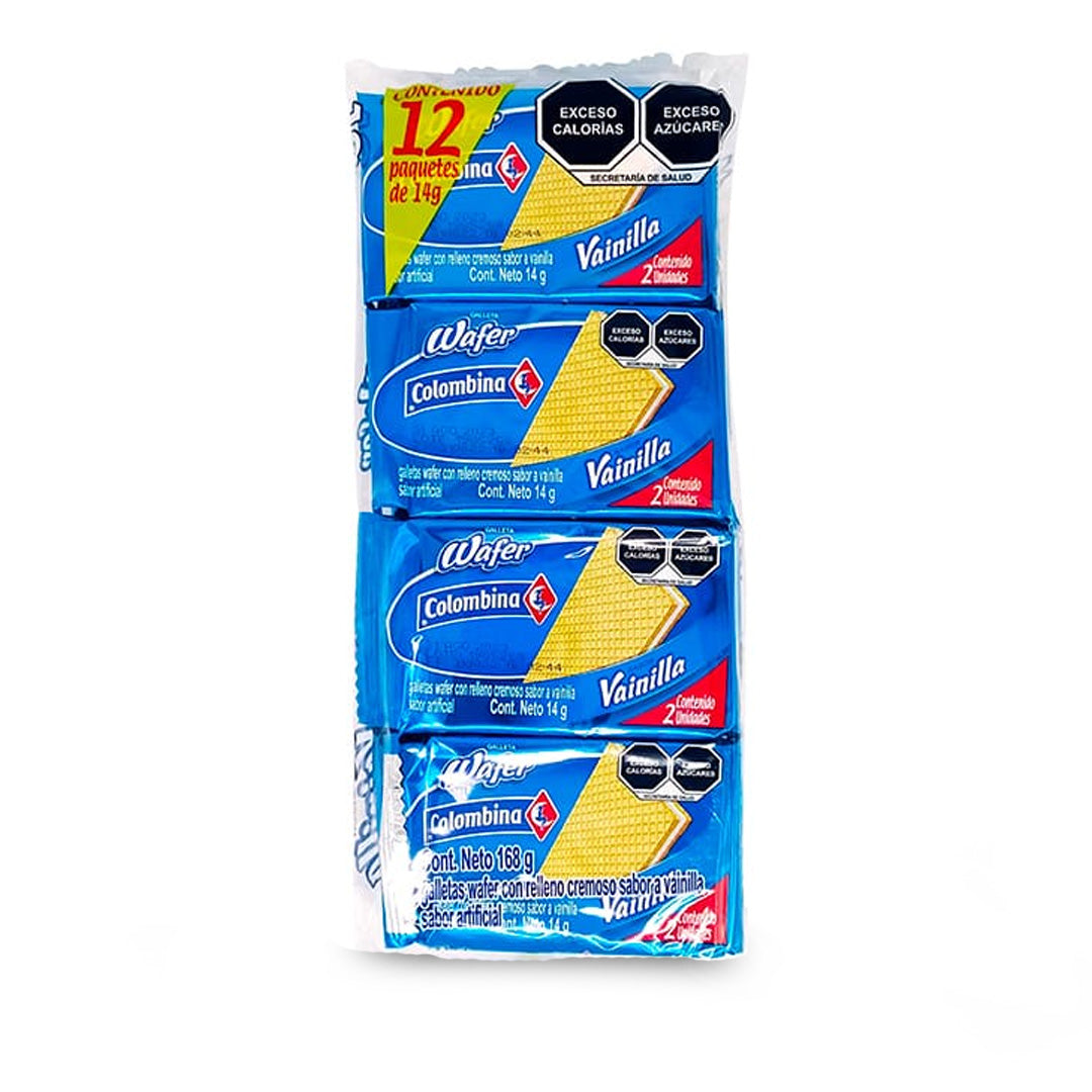 Galletas Wafer Colombiana Vainilla 12 Pz