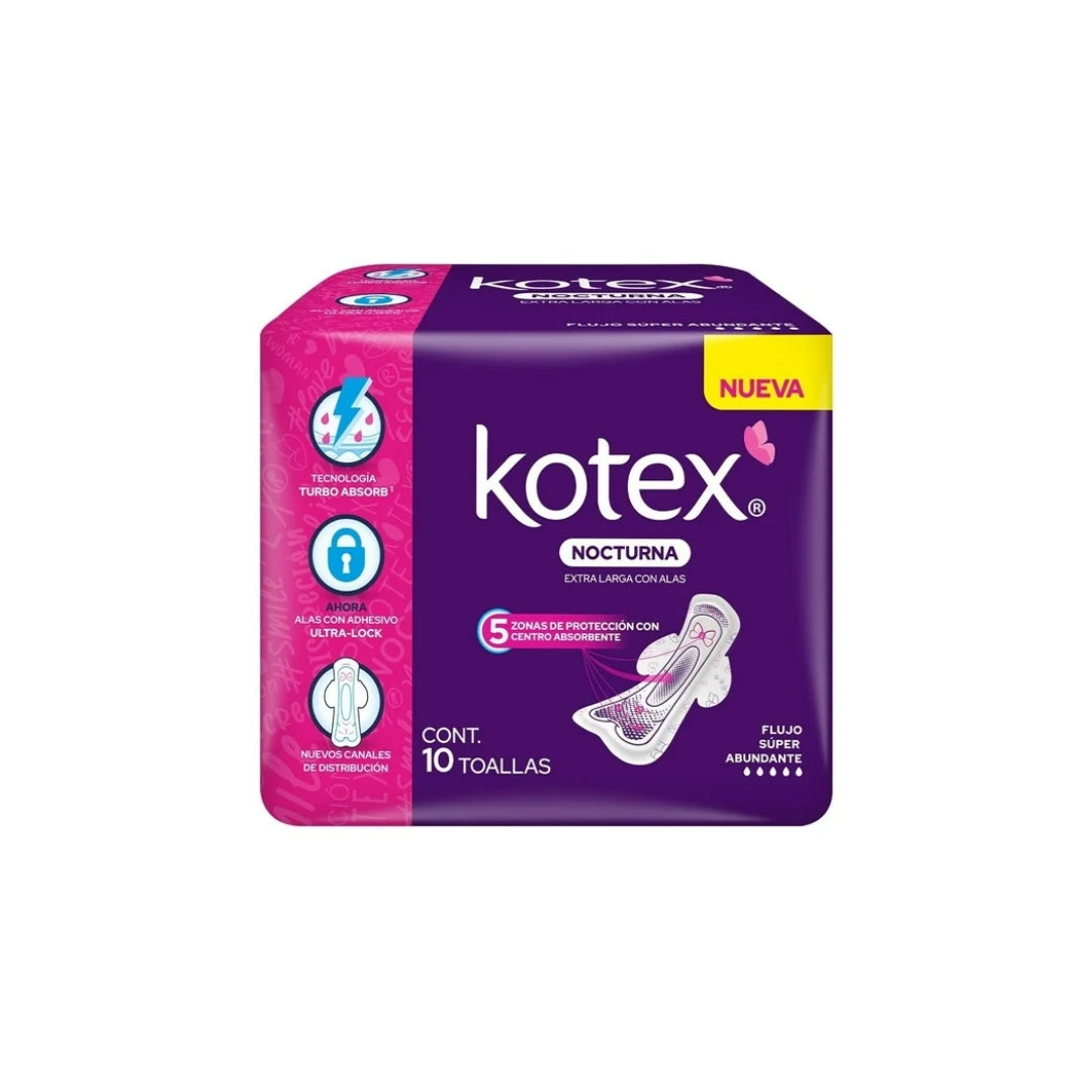 Toalla Femenina Kotex Nocturna Con Alas 11 Pz