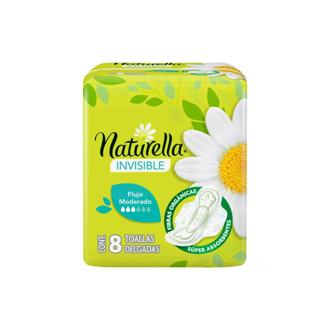 Toalla Femenina Naturella Invisible Flu/Mod 8Pz