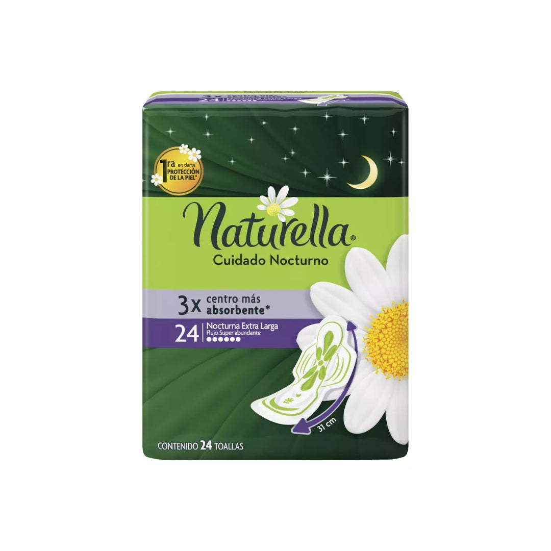 Toalla Femenina Naturella Noc. Extra Larga Con Alas 24 Pz
