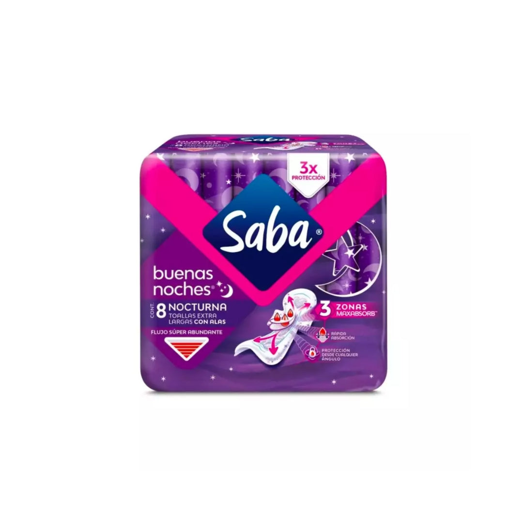 Toalla Femenina Saba Buenas Noches Noc Con Alas 8 Pz