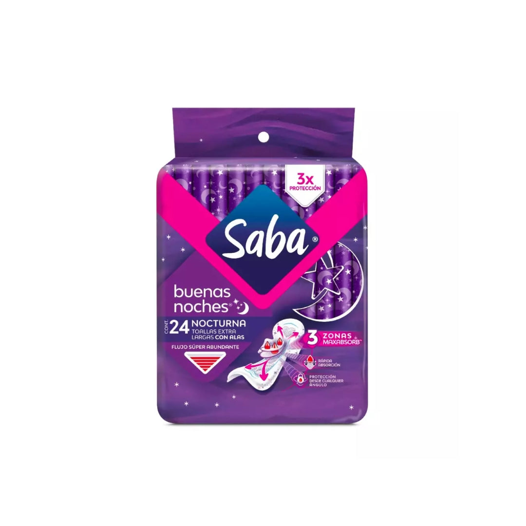 Toalla Femenina Saba Buenas Noches Noct Con Alas 24Pz