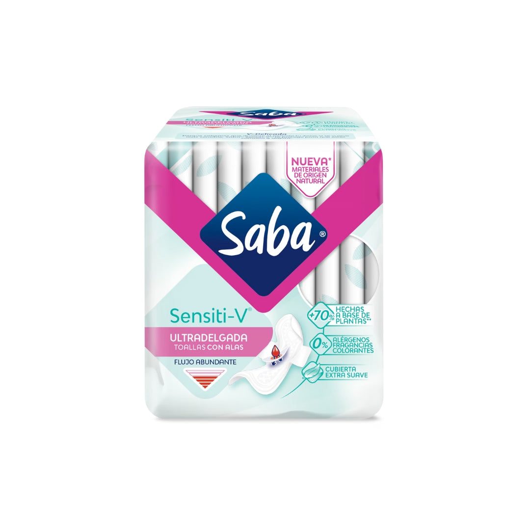 Toalla Femenina Saba Sensiti-V Ult/Delg 10Pz