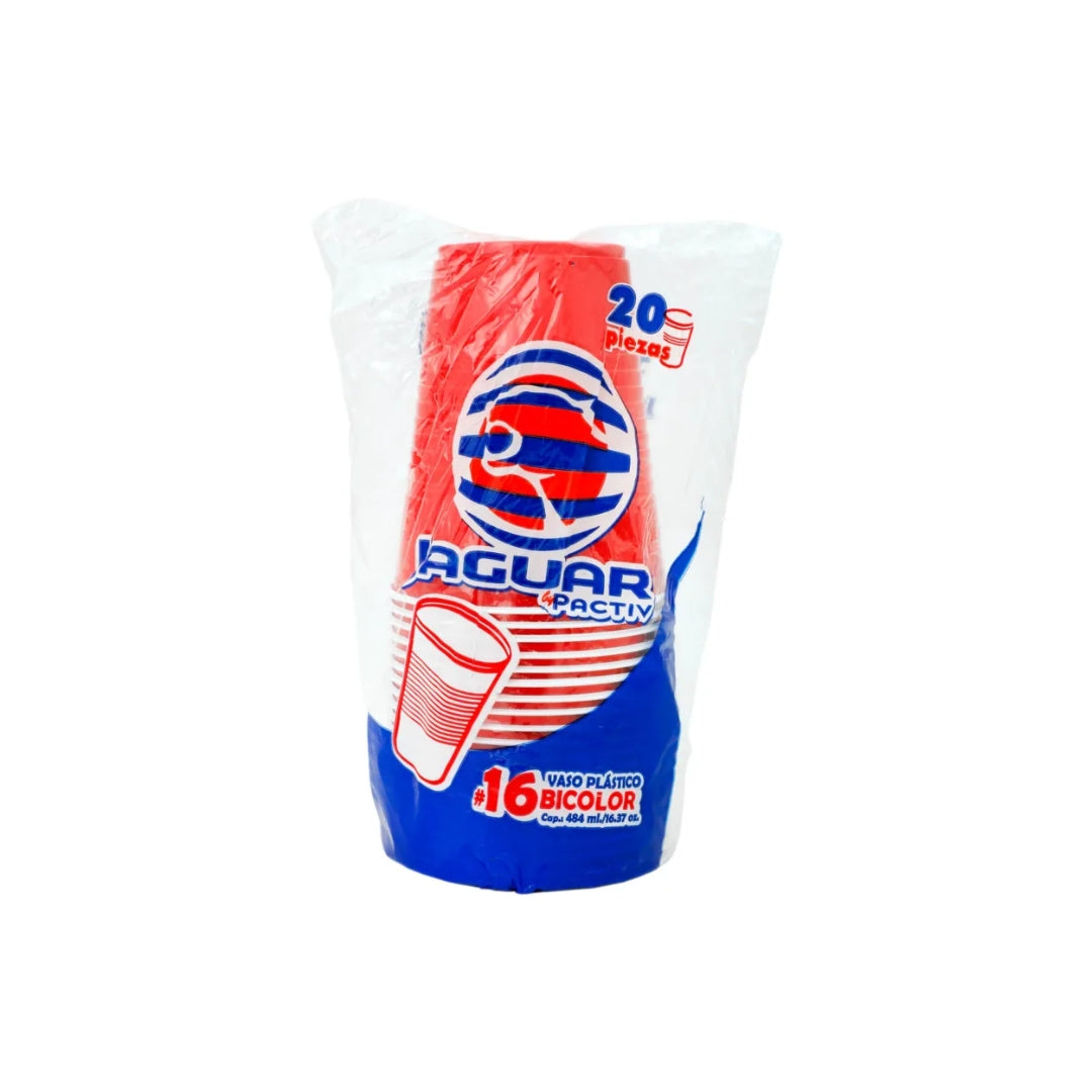Vasos Jaguar #16 Rojo 20 Pz