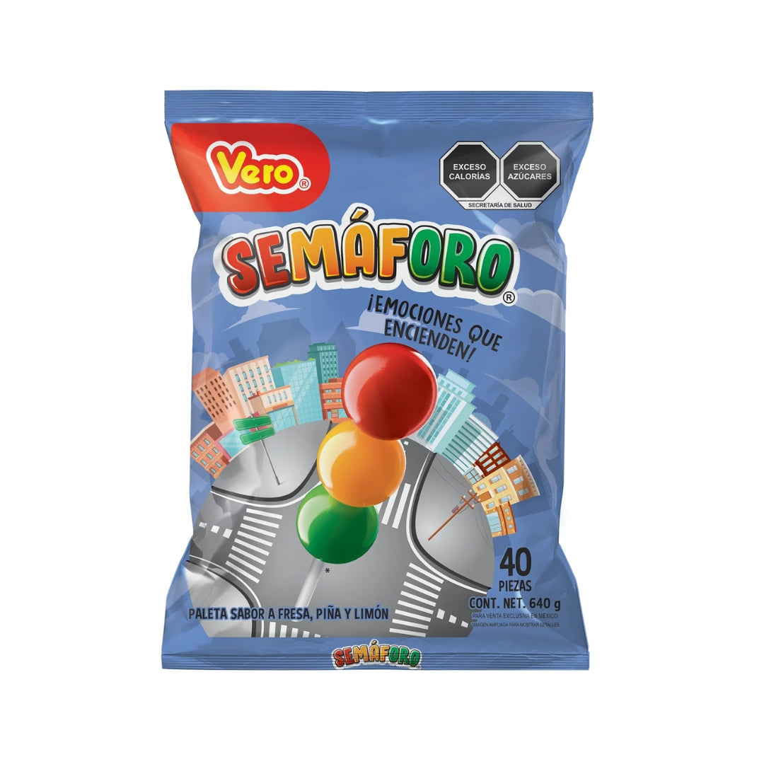 Dulces Vero Paleta Semaforito 40 Pz