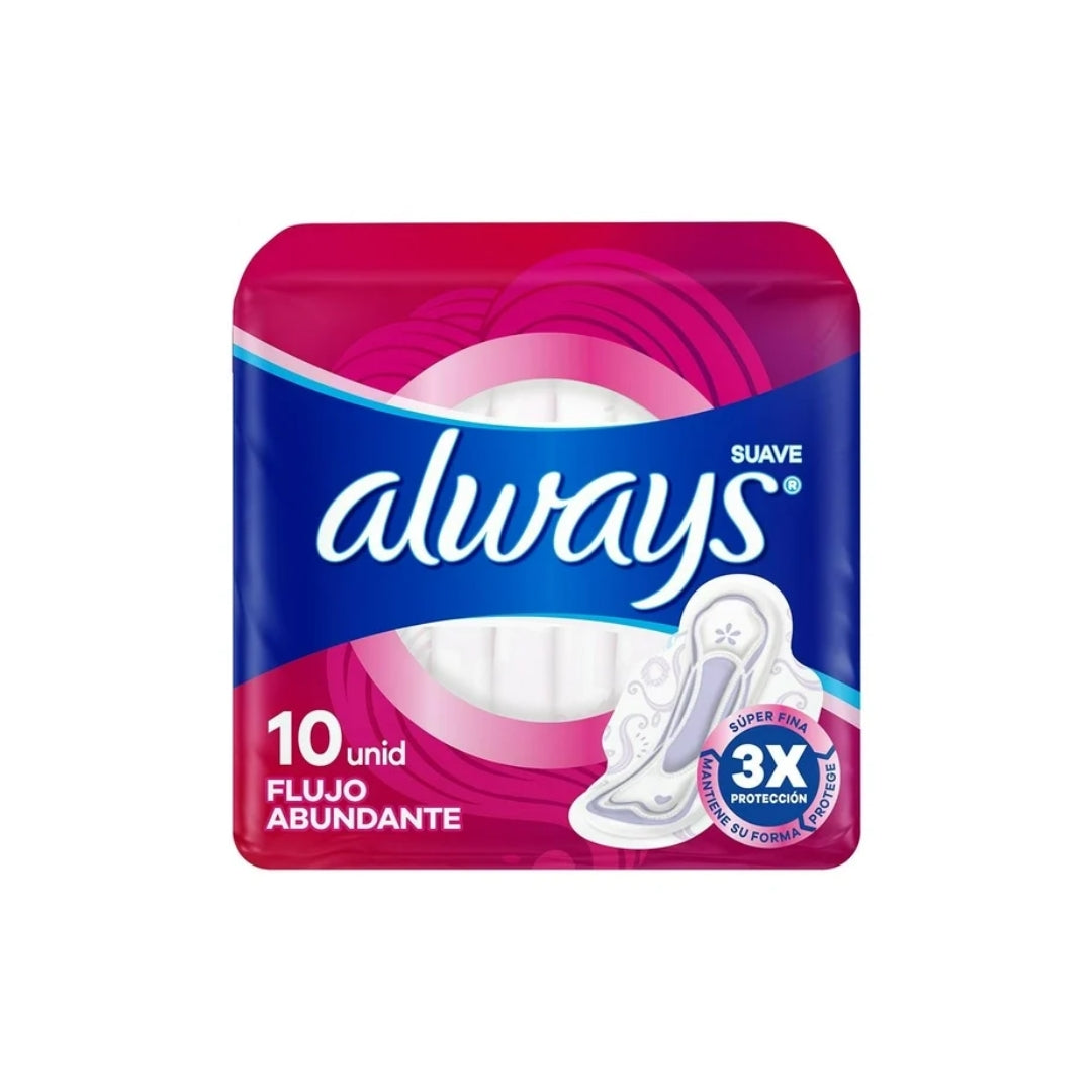 Toalla Femenina Always Suaverosa F/A Con Alas 10 Pz