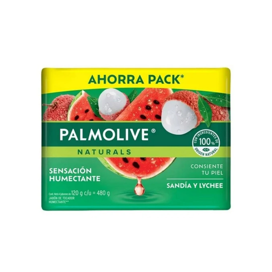 Jabon De Baño Palmolive Sandia Y Lychee 4 Pz 480 Gr