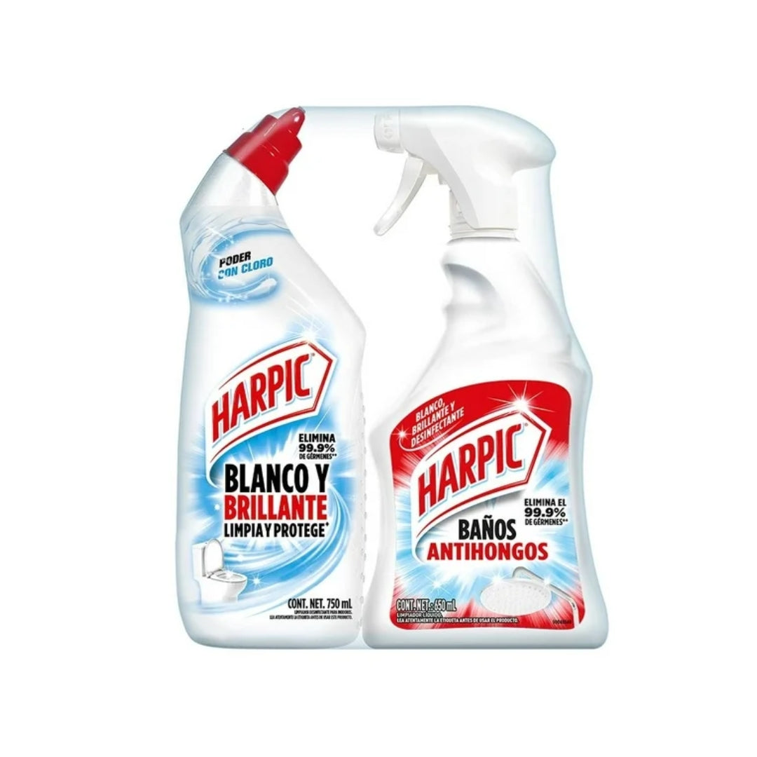 Limpiador De Baño Harpic White/Shine750Ml+ Harpic Anti/Hon 650 Ml