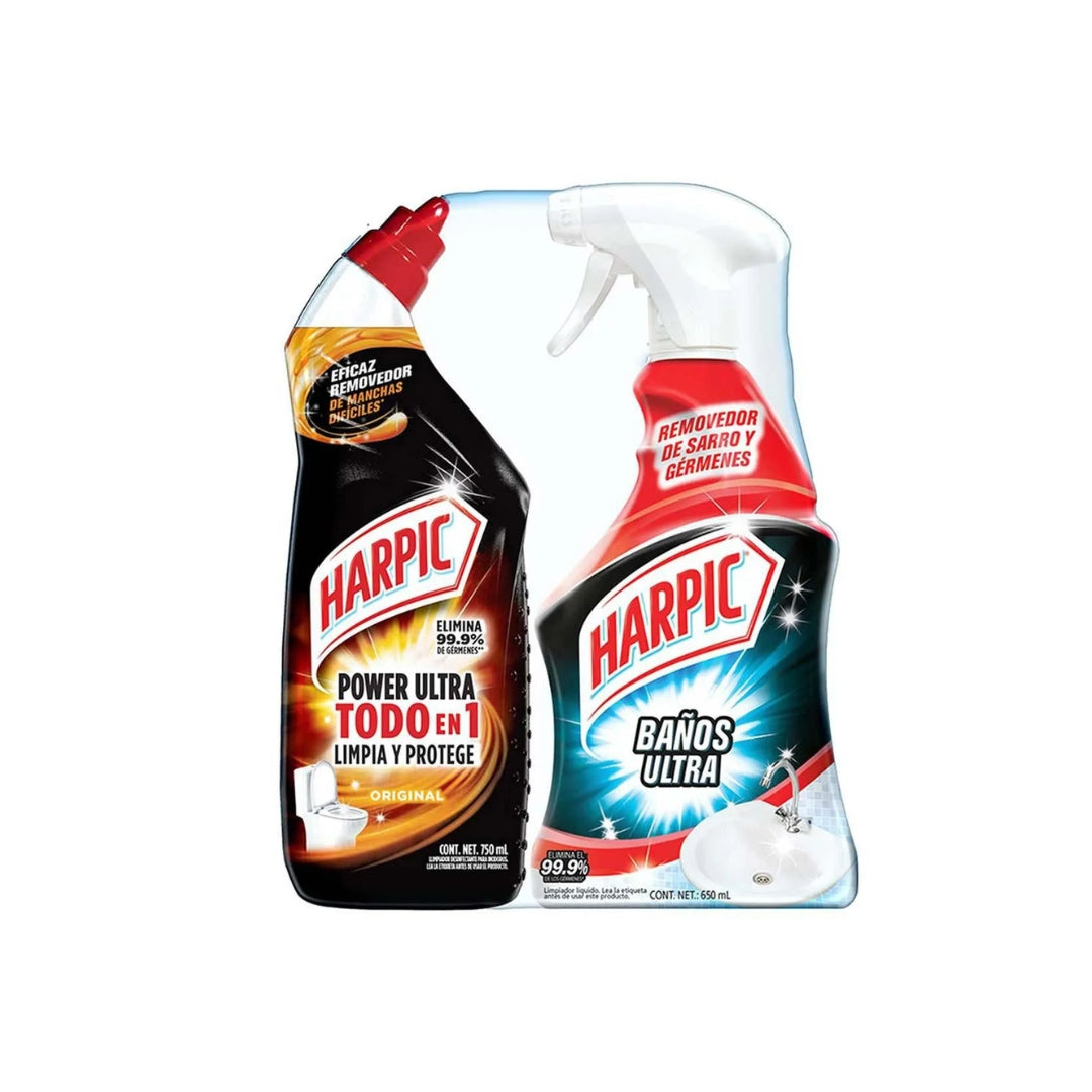Limpiador De Baño Harpic Power 750Ml + Harpic Ultra 655Ml