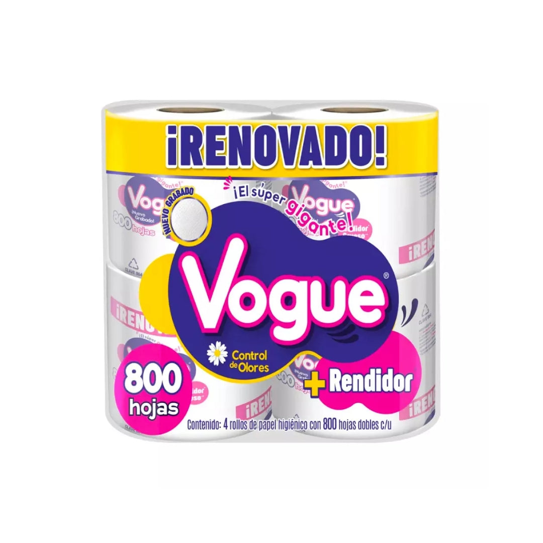 Papel Higienico Vogue 800 Hjs 4 Pz