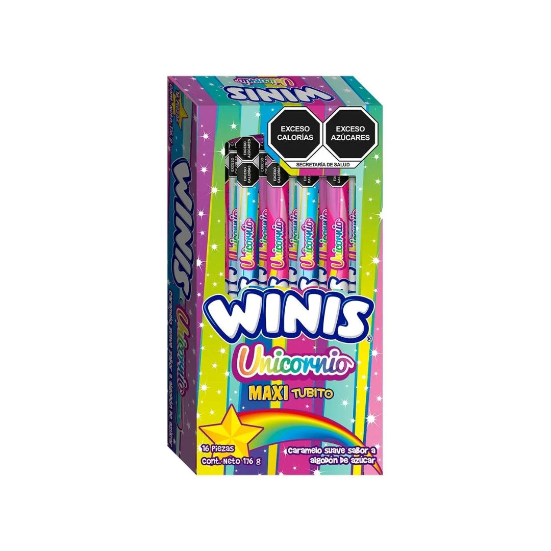 Dulces Winis Unicornio Maxi Tubo 16 Pz