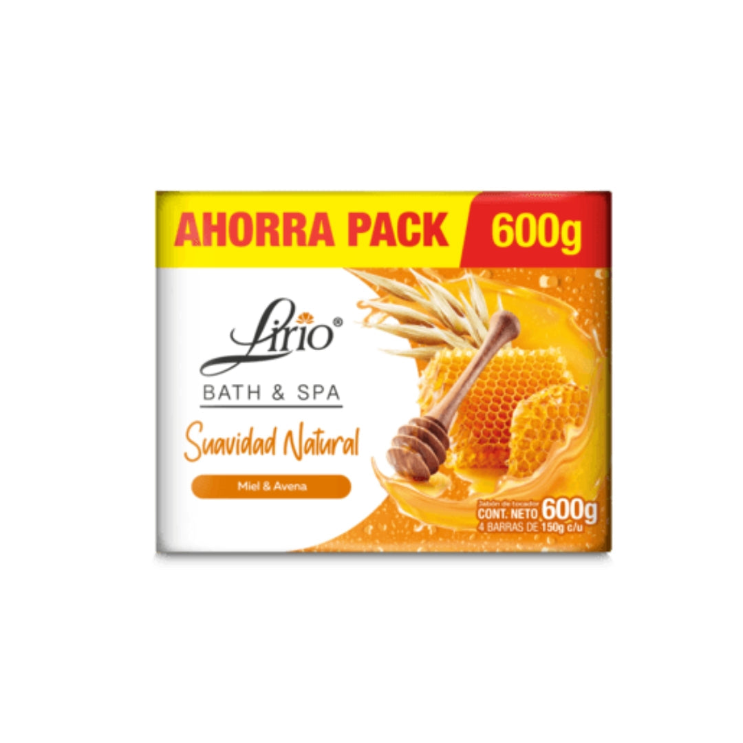 Jabon De Baño Lirio Miel Y Avena 4 Pz 600 Gr