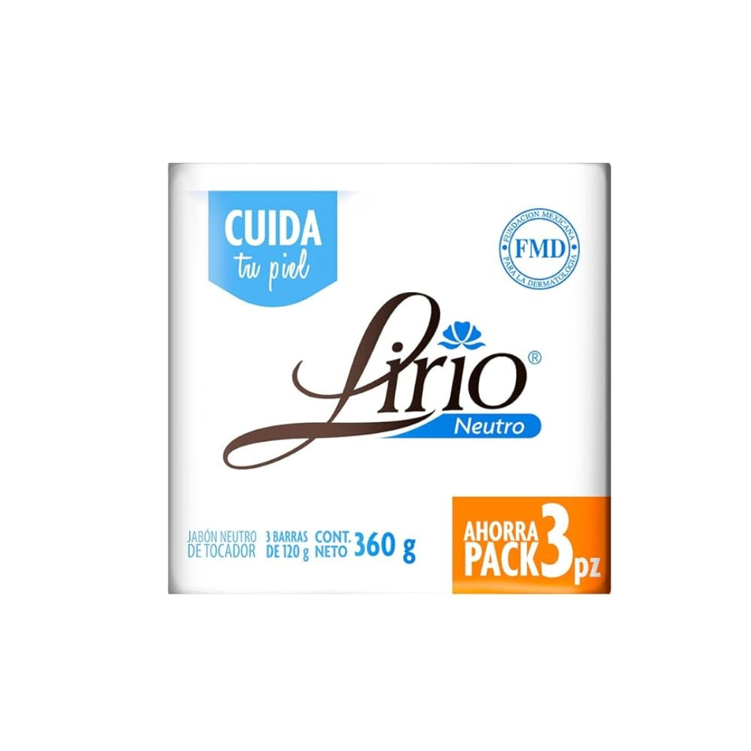 Jabon De Baño Lirio Neutro 3 Pz 360 Gr