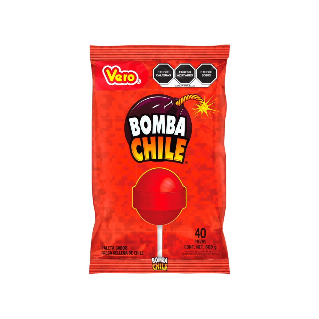 Dulces Vero Paleta Bomba Chile 600Gr/40Pz