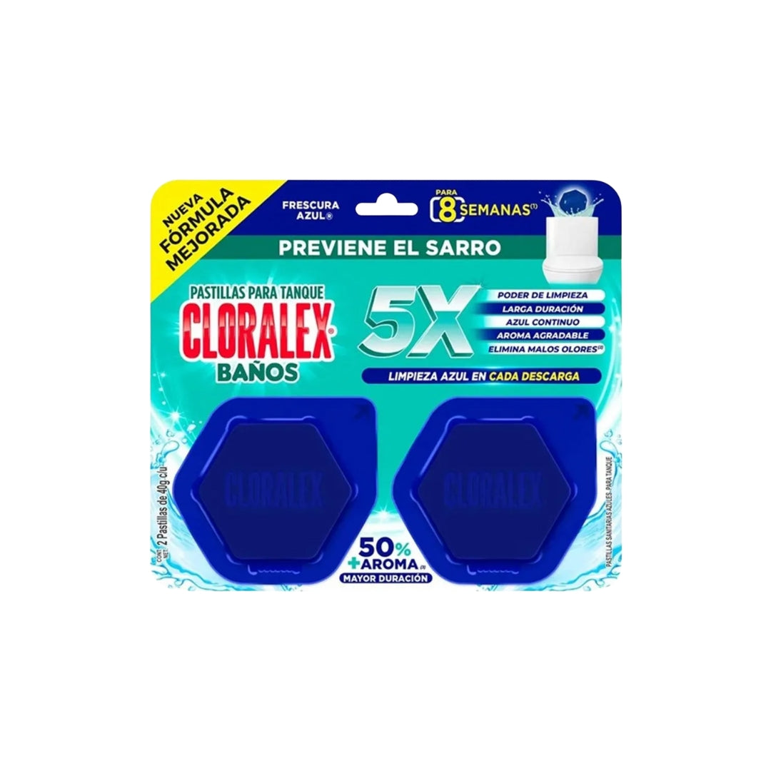 Pastilla Para BañoCloralex Frescura Azul 2 Pz