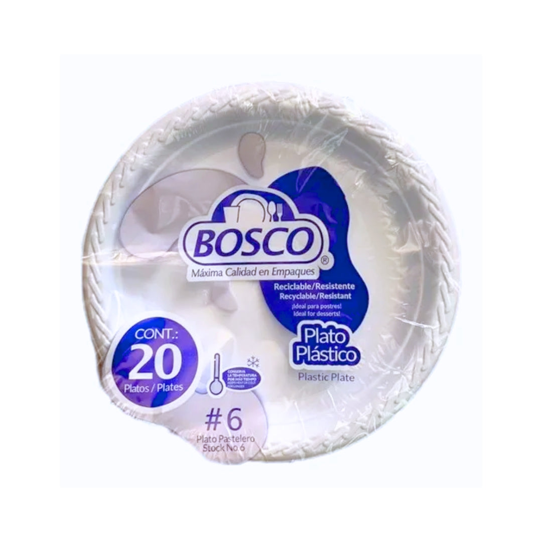 Platos Bosco Plastico #6 Pastelero 20 Pz